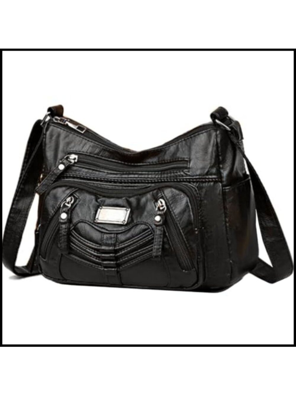 Women's PU Leather Crossbody Bag Multi-Pocket Hobo Shoulder Bag Adjustable Strap